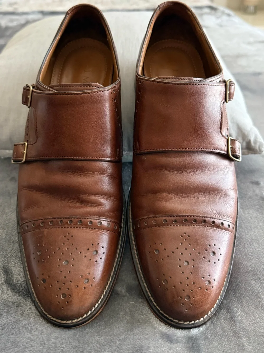 Johnston & Murphy Double Buckle Monk Strap Mens Brown Oxfords Casual Shoes 8.5M